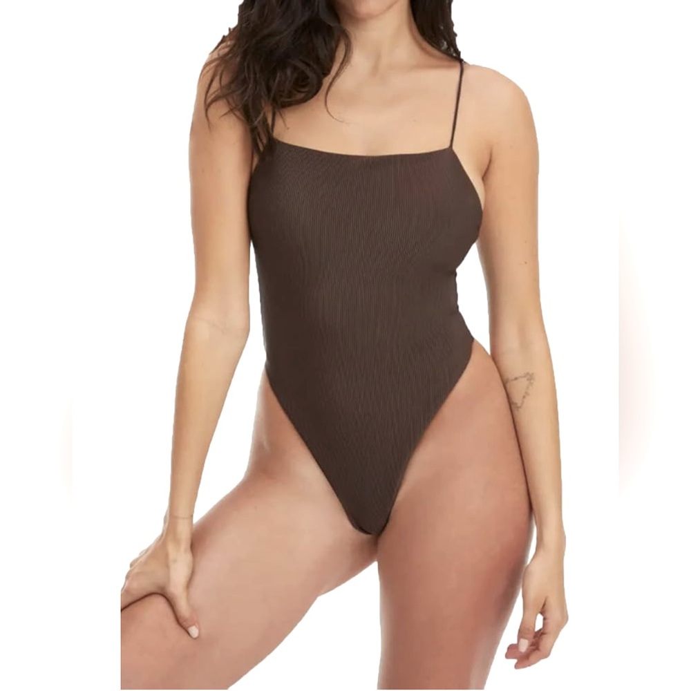Black Good American 90’s Ribbed One Piece Swimsuit